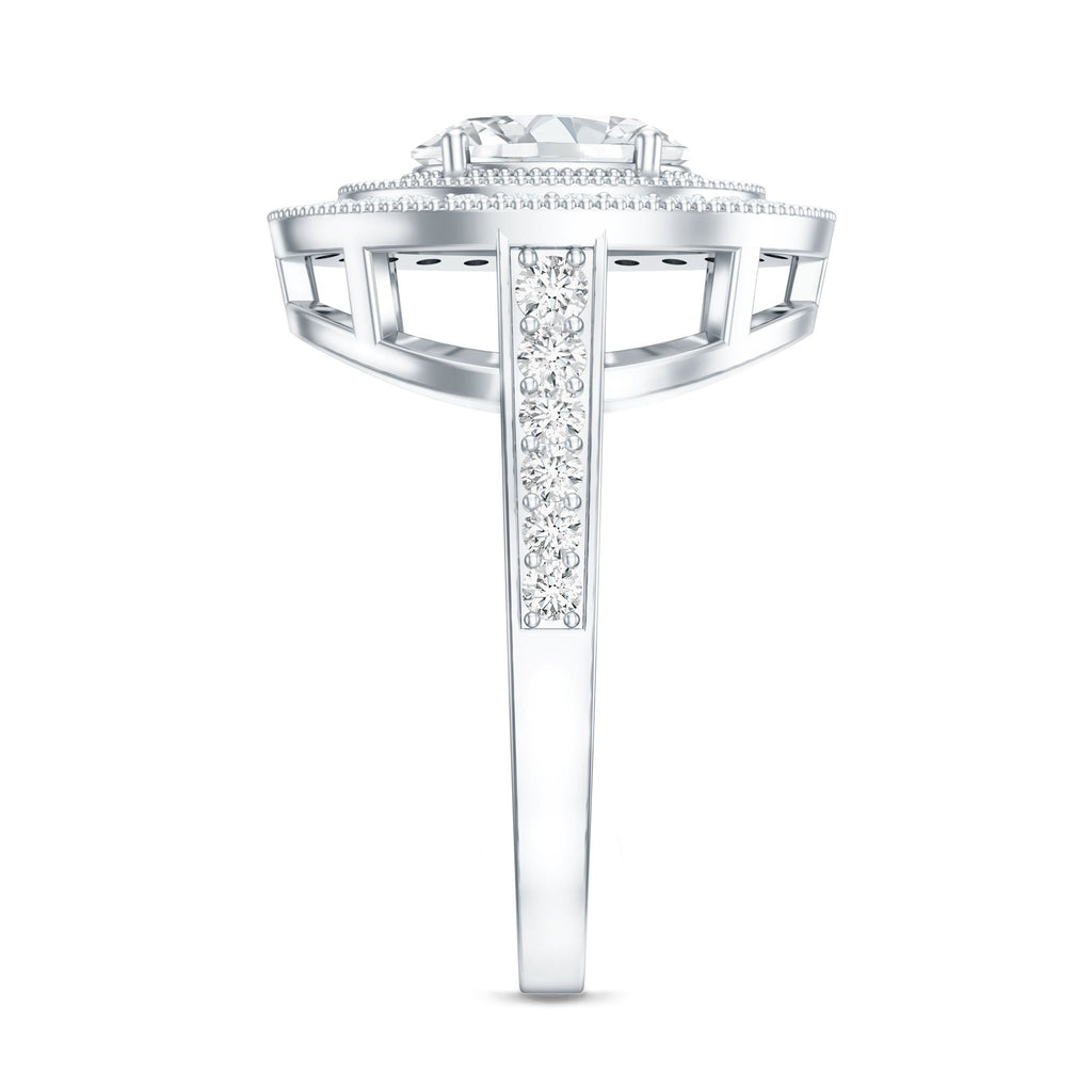 Certified 1.2 Carat Oval Lab Grown Diamond Double Halo Engagement Ring