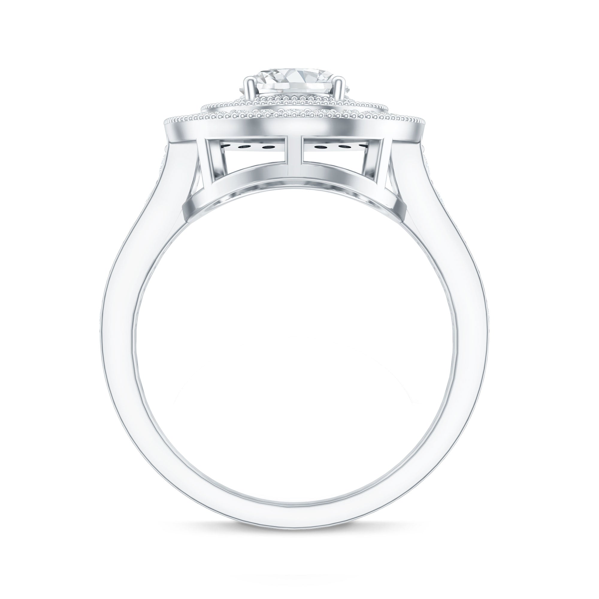 Certified 1.2 Carat Oval Lab Grown Diamond Double Halo Engagement Ring