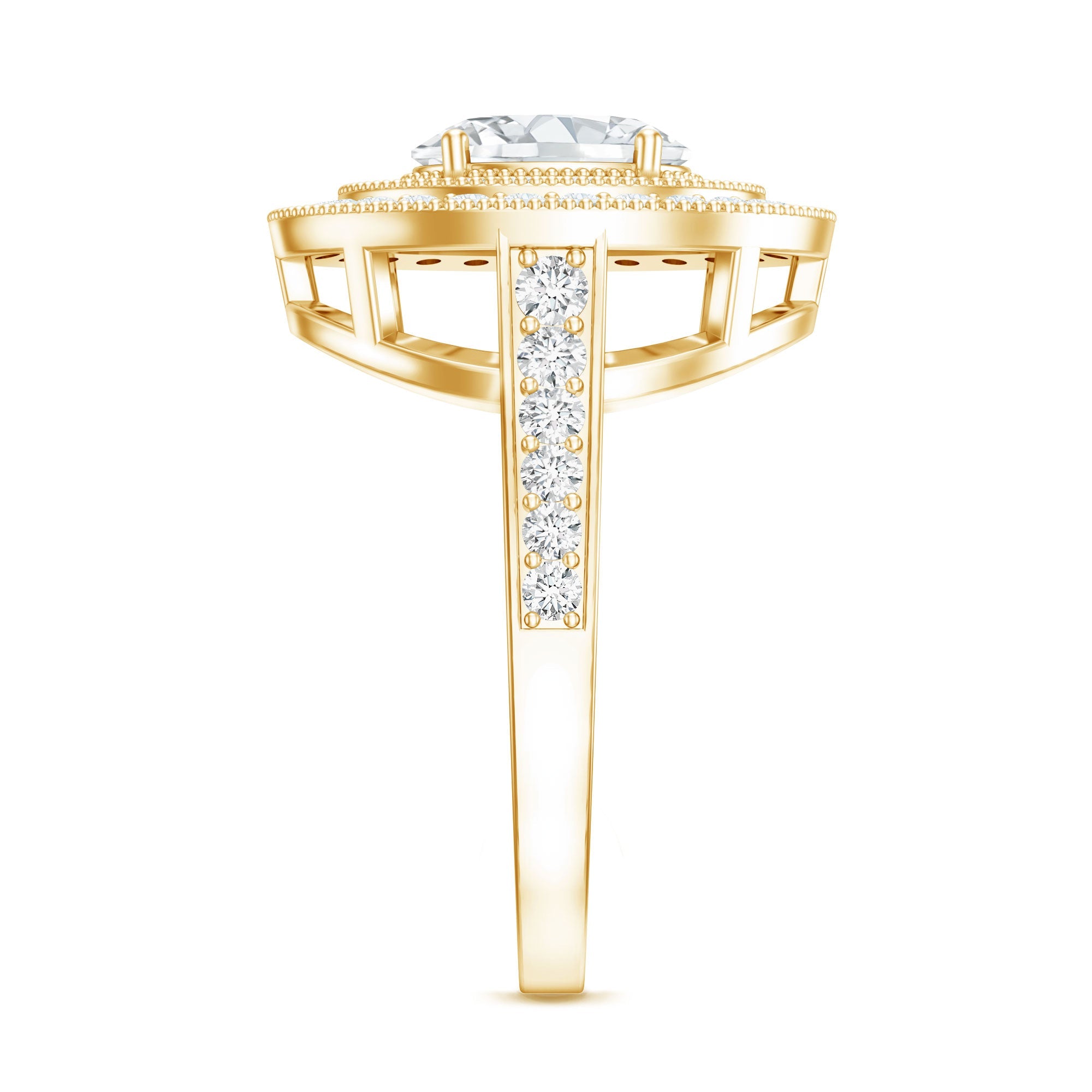 Certified 1.2 Carat Oval Lab Grown Diamond Double Halo Engagement Ring