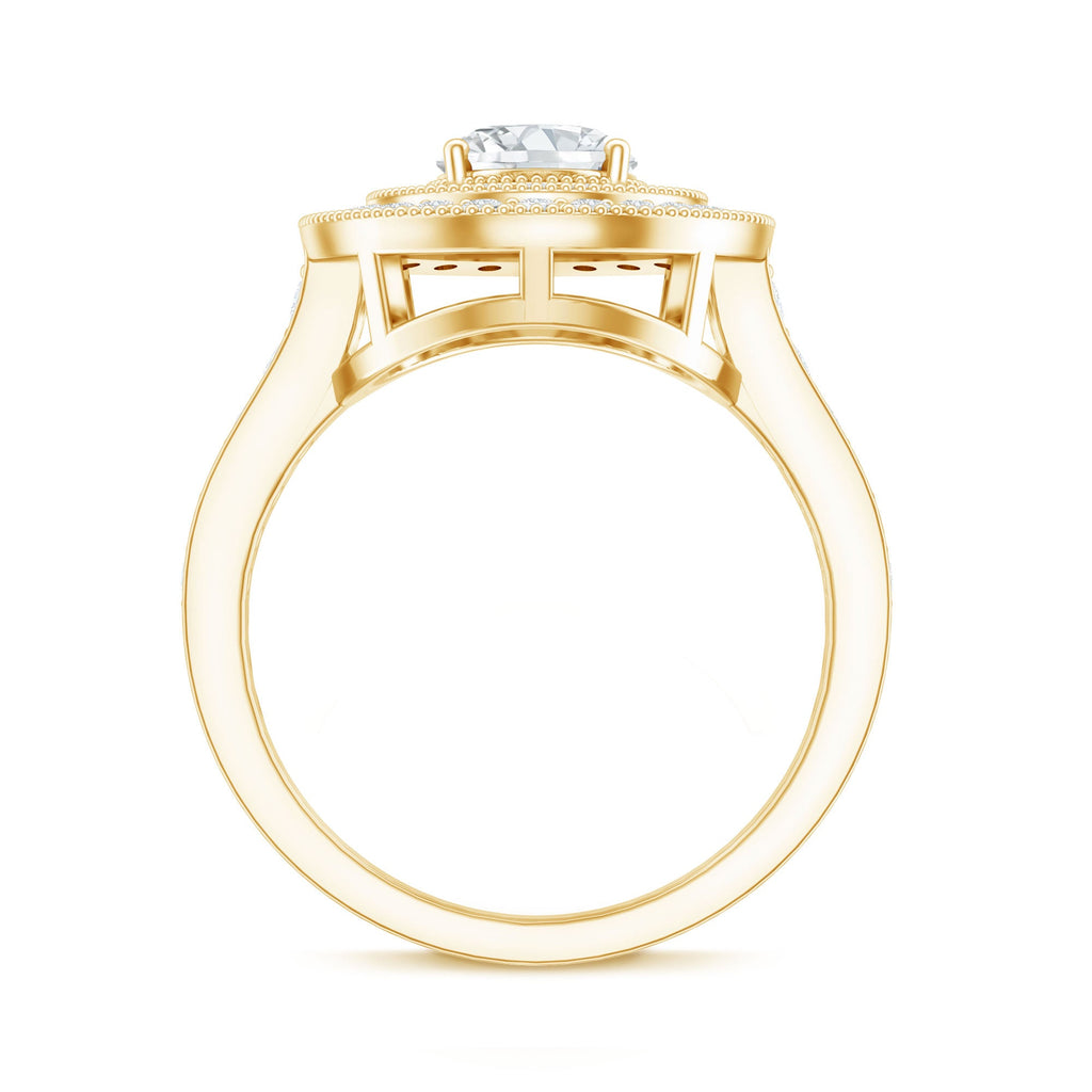 Certified 1.2 Carat Oval Lab Grown Diamond Double Halo Engagement Ring