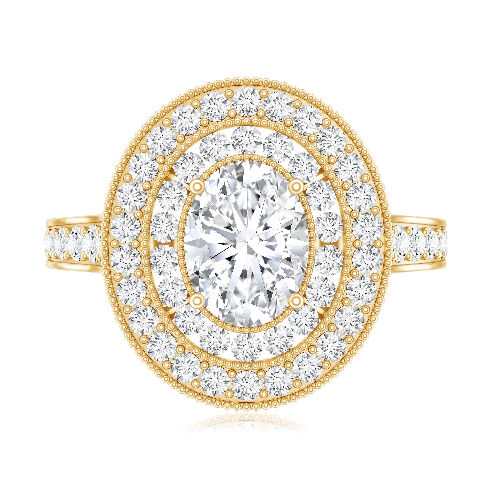 Certified 1.2 Carat Oval Lab Grown Diamond Double Halo Engagement Ring