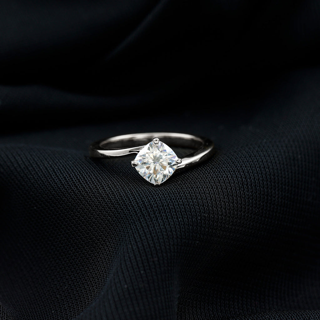 Certified 1.7 Carat Cushion Lab Grown Diamond Solitaire Engagement Ring