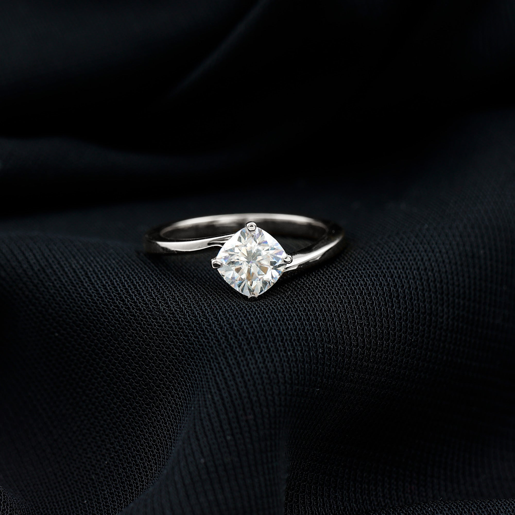 Certified 1.7 Carat Cushion Lab Grown Diamond Solitaire Engagement Ring