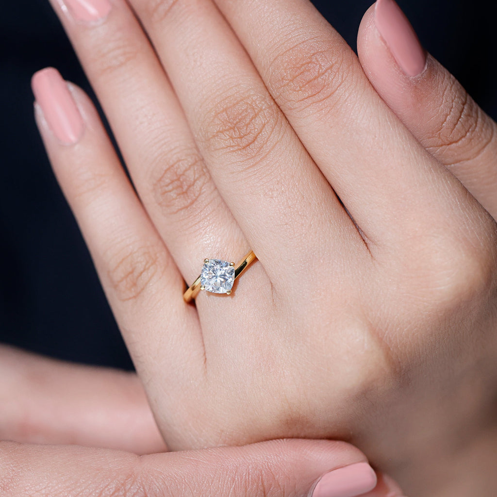 Certified 1.7 Carat Cushion Lab Grown Diamond Solitaire Engagement Ring
