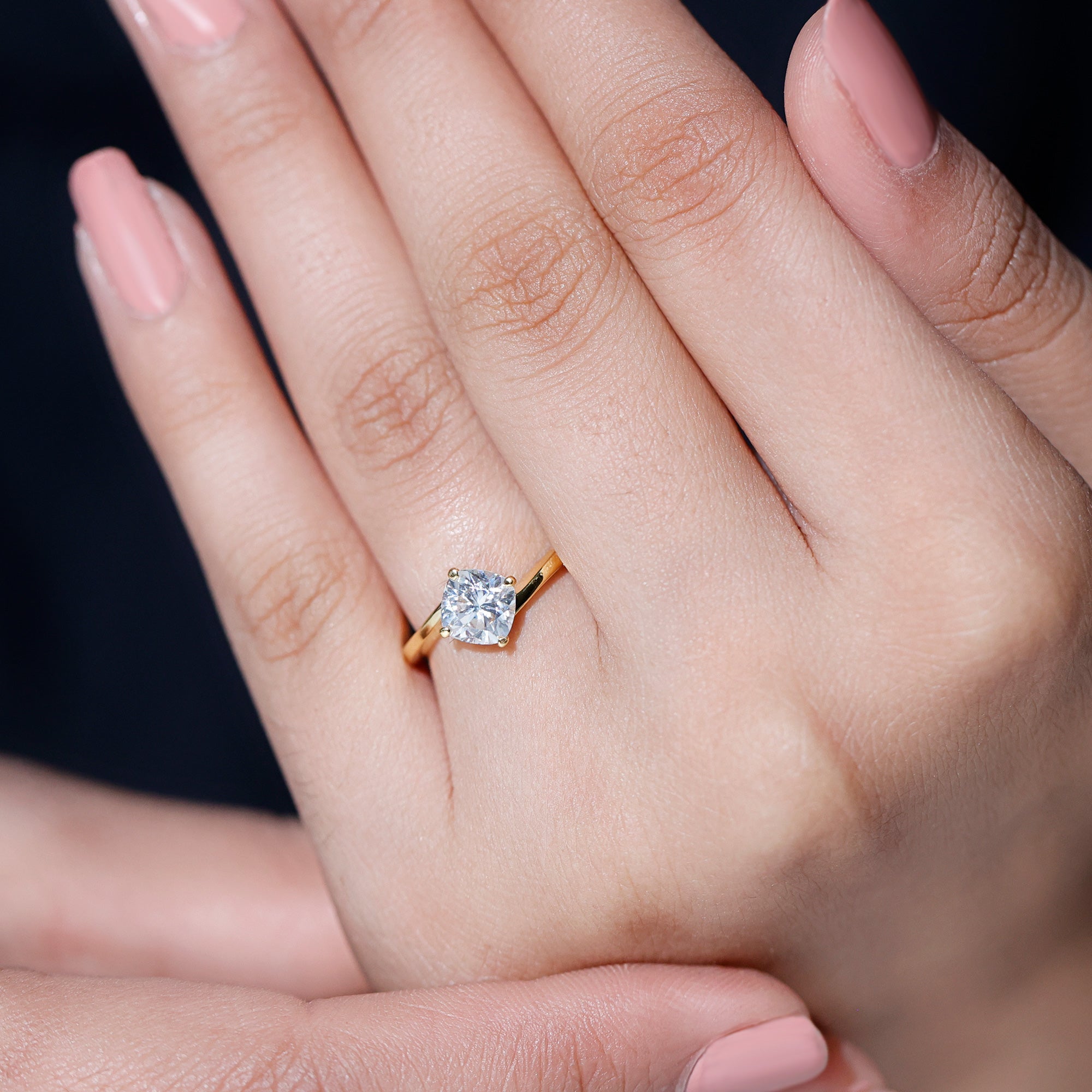 Certified 1.7 Carat Cushion Lab Grown Diamond Solitaire Engagement Ring