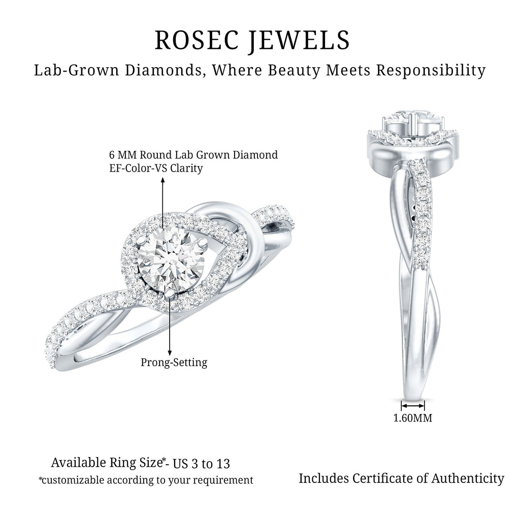 Certified 0.9 Carat Lab Grown Diamond Love Knot Engagement Ring
