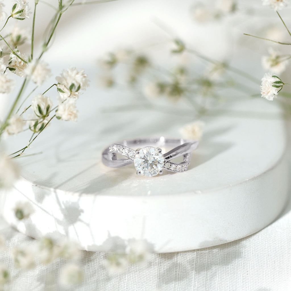 Certified 0.9 Carat Lab Grown Diamond Infinity Engagement Ring