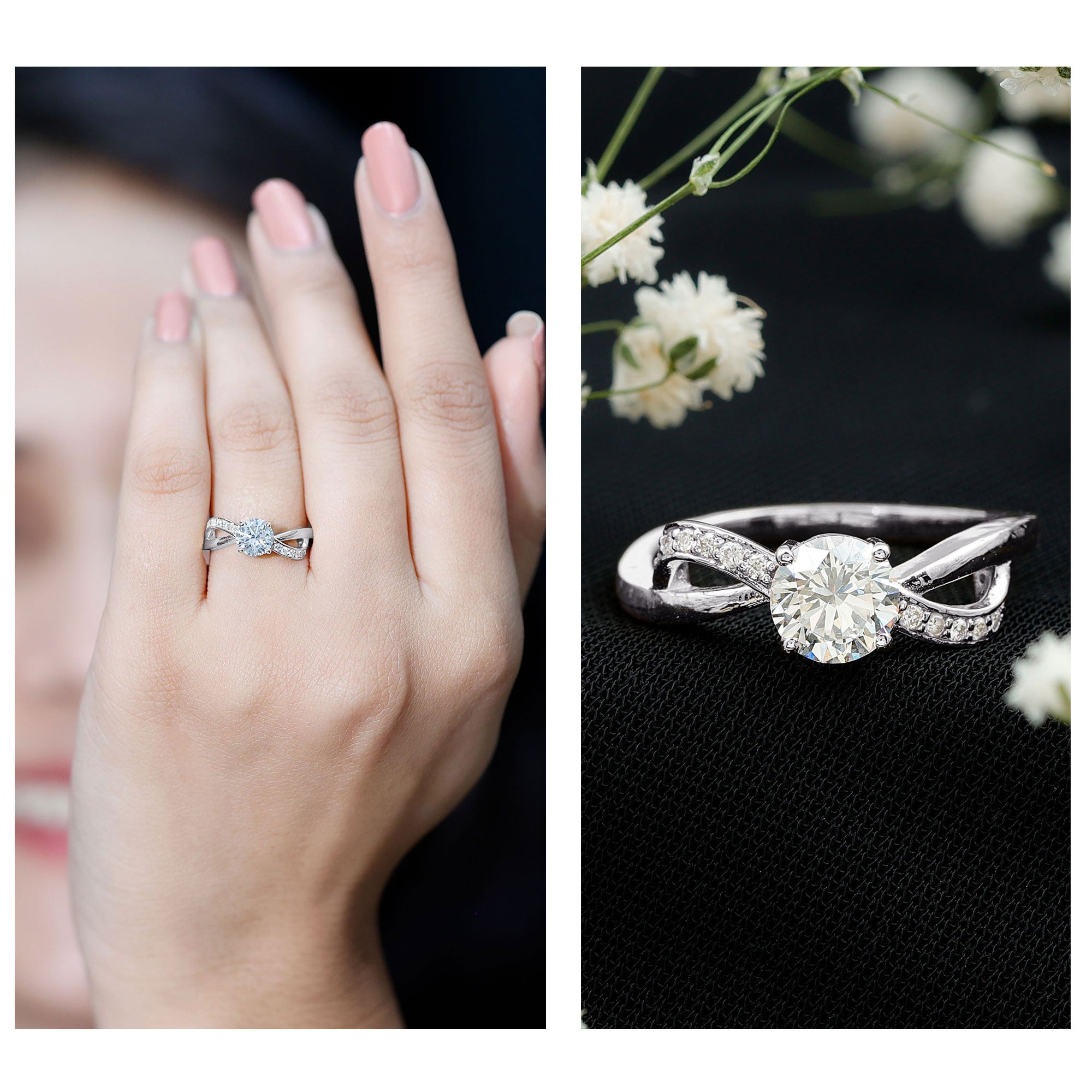 Certified 0.9 Carat Lab Grown Diamond Infinity Engagement Ring