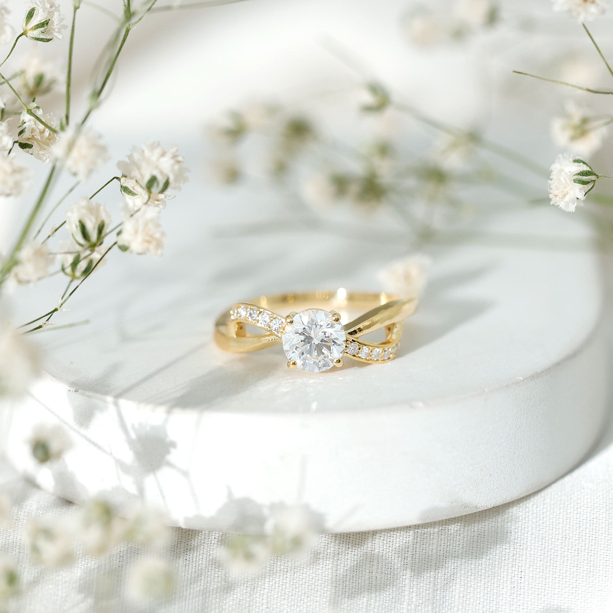 Certified 0.9 Carat Lab Grown Diamond Infinity Engagement Ring