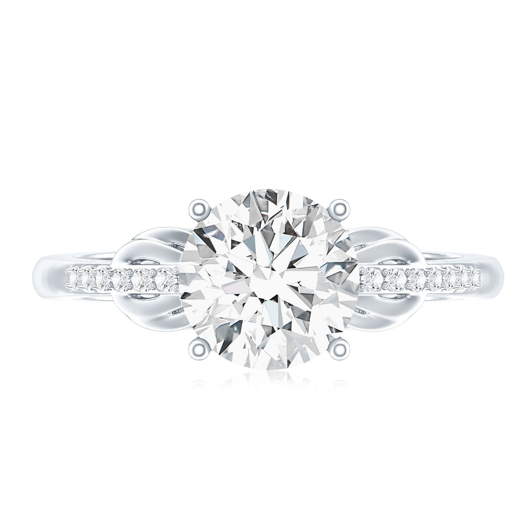 Certified 2 Carat Round Lab Grown Diamond Unique Engagement Ring