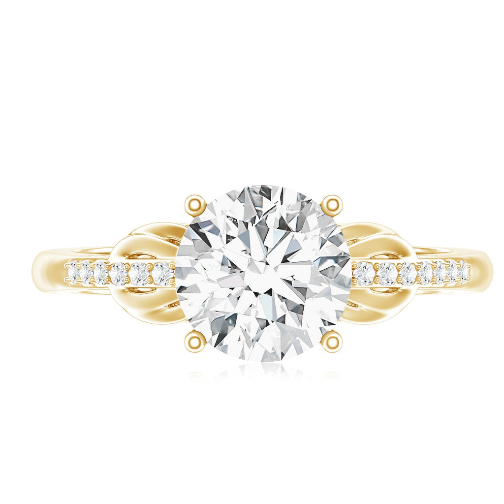 Certified 2 Carat Round Lab Grown Diamond Unique Engagement Ring
