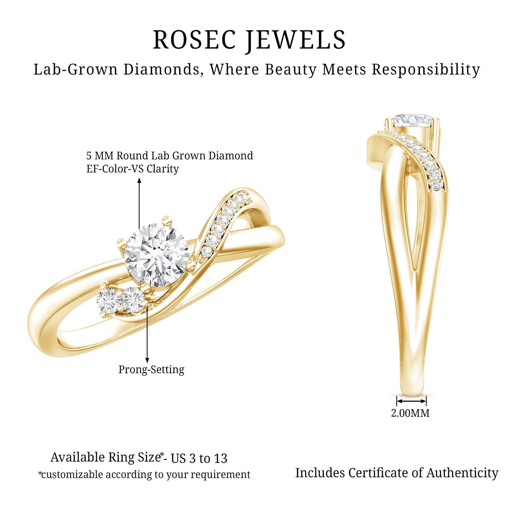 Certified 0.4 Carat Lab Grown Diamond Proposal Ring For Women