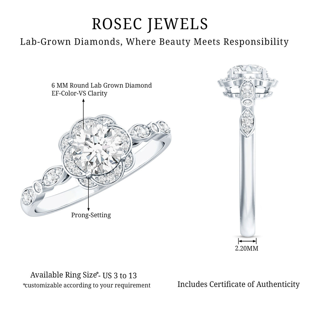 Certified Lab Grown 0.9 Carat Diamond Nature Engagement Ring