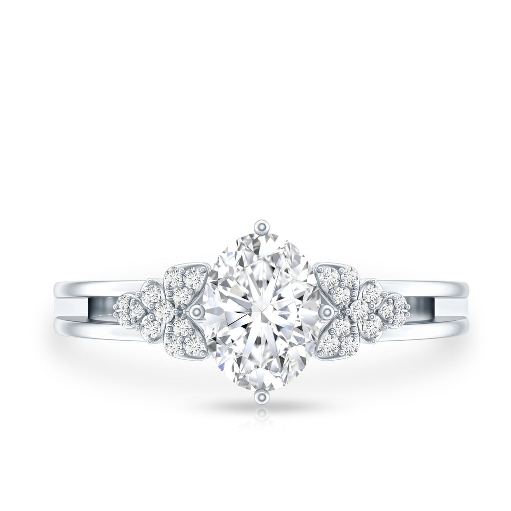 Certified 1.2 Carat Lab Grown Oval Diamond Designer Engagement Ring