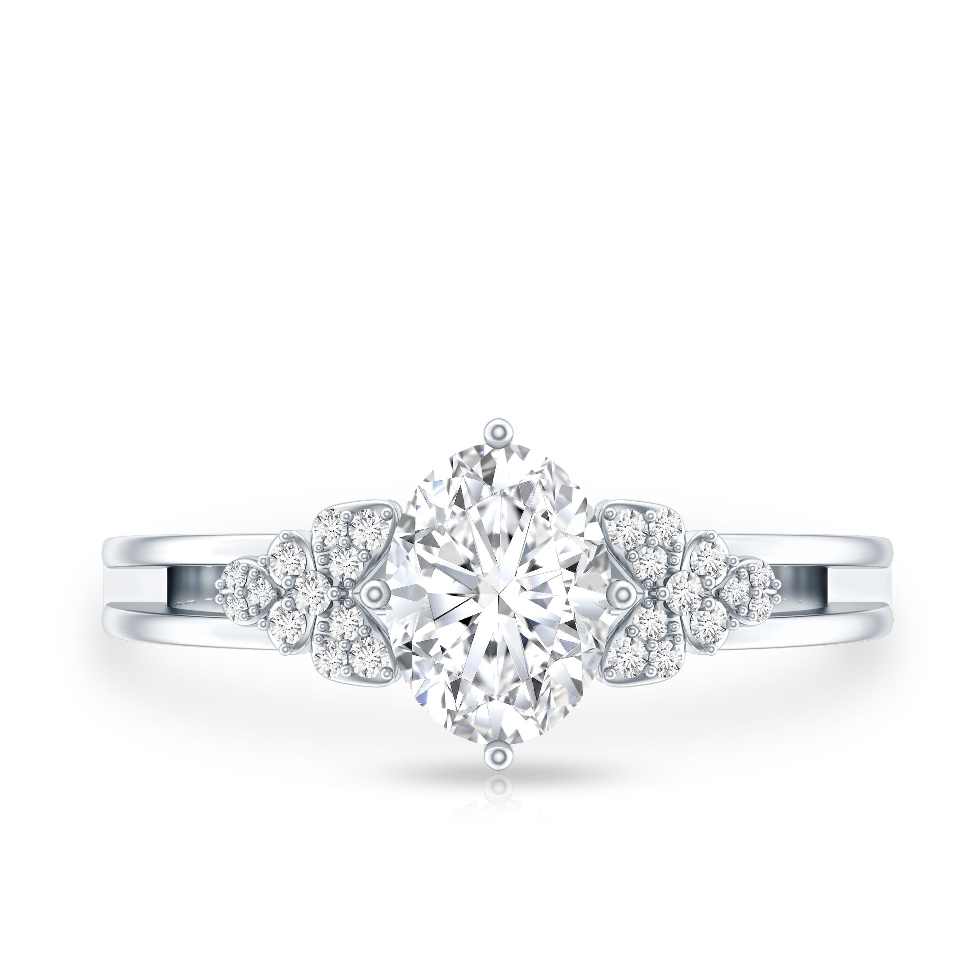 Certified 1.2 Carat Lab Grown Oval Diamond Designer Engagement Ring