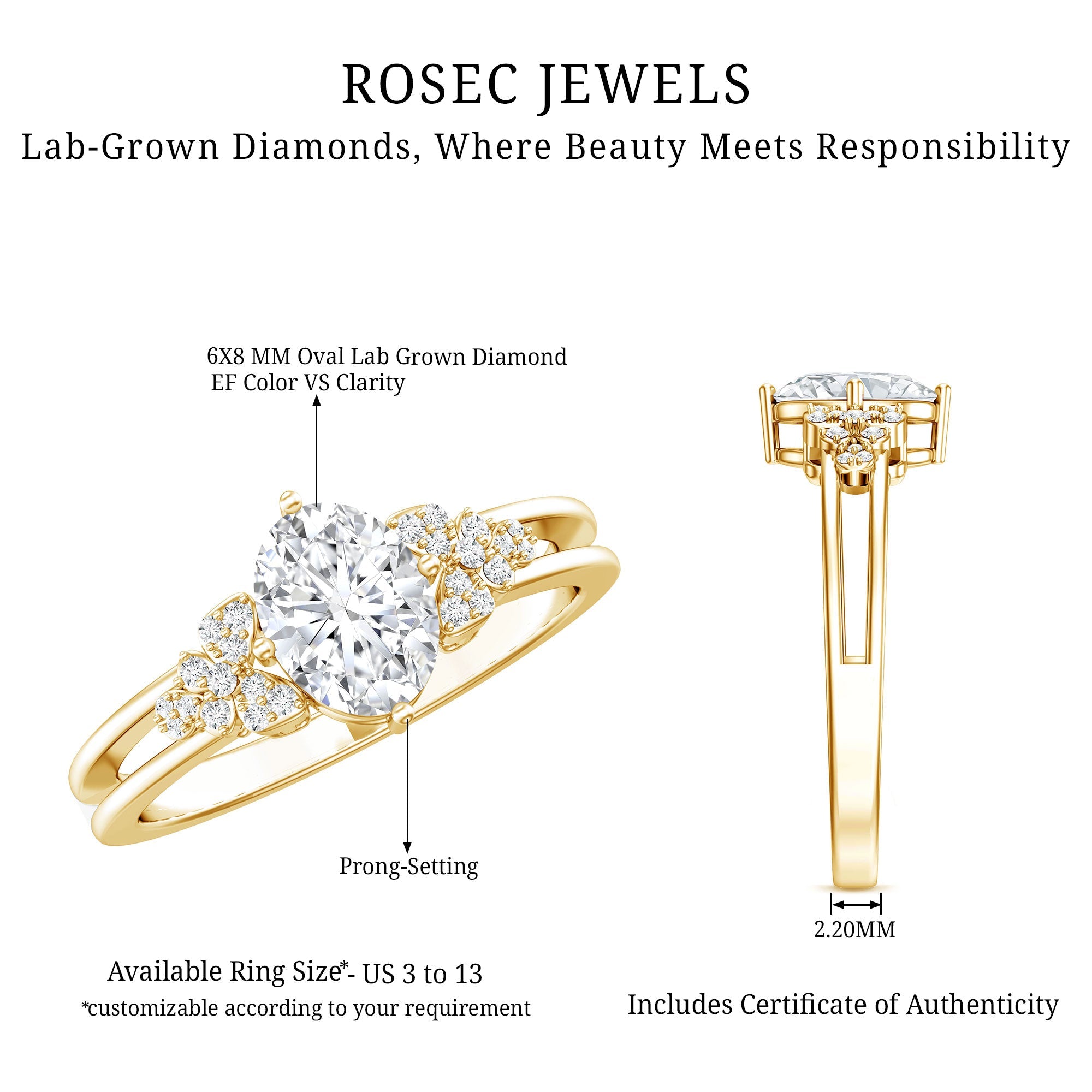 Certified 1.2 Carat Lab Grown Oval Diamond Designer Engagement Ring