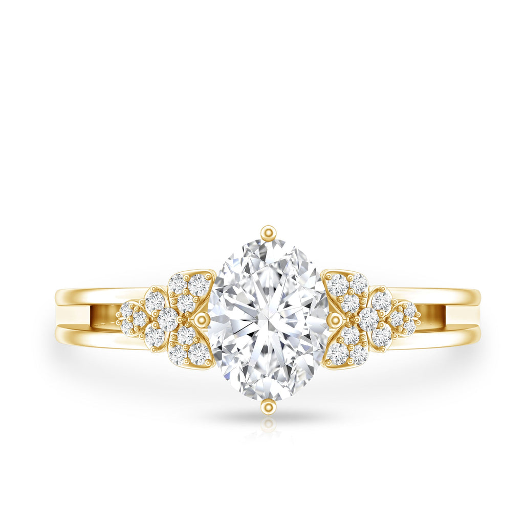 Certified 1.2 Carat Lab Grown Oval Diamond Designer Engagement Ring
