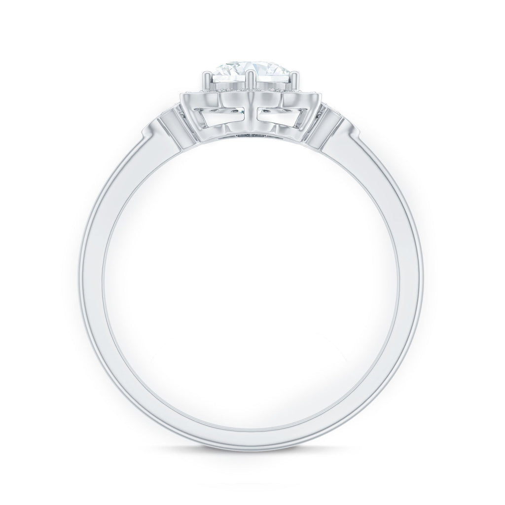Certified Lab Grown Diamond Art Deco Flower Engagement Ring