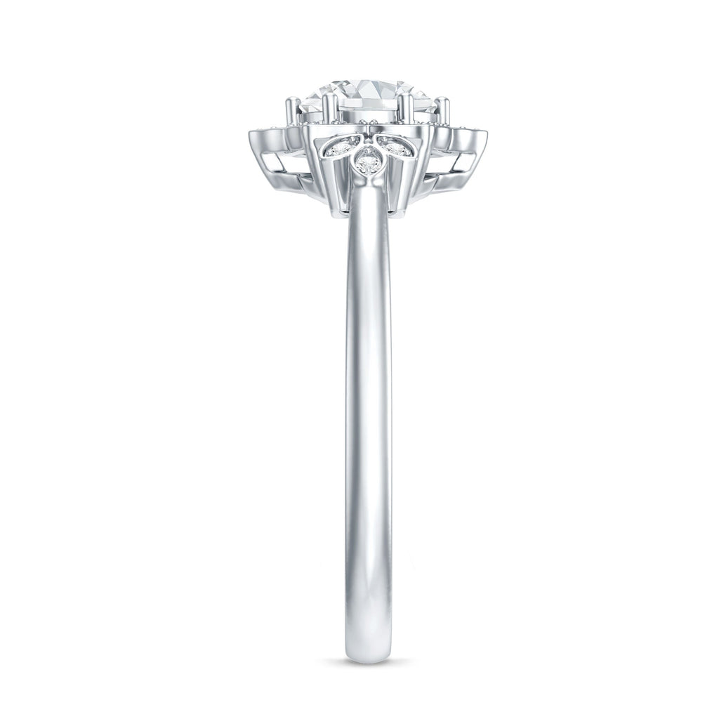 Certified Lab Grown Diamond Art Deco Flower Engagement Ring