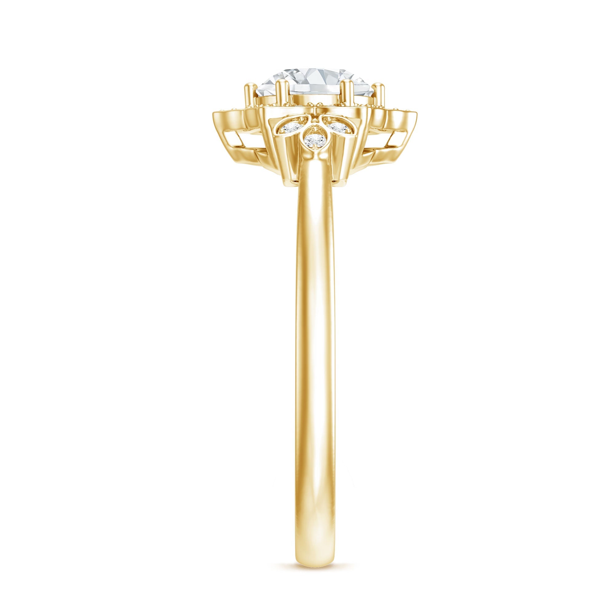 Certified Lab Grown Diamond Art Deco Flower Engagement Ring