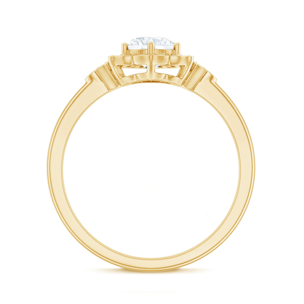 Certified Lab Grown Diamond Art Deco Flower Engagement Ring