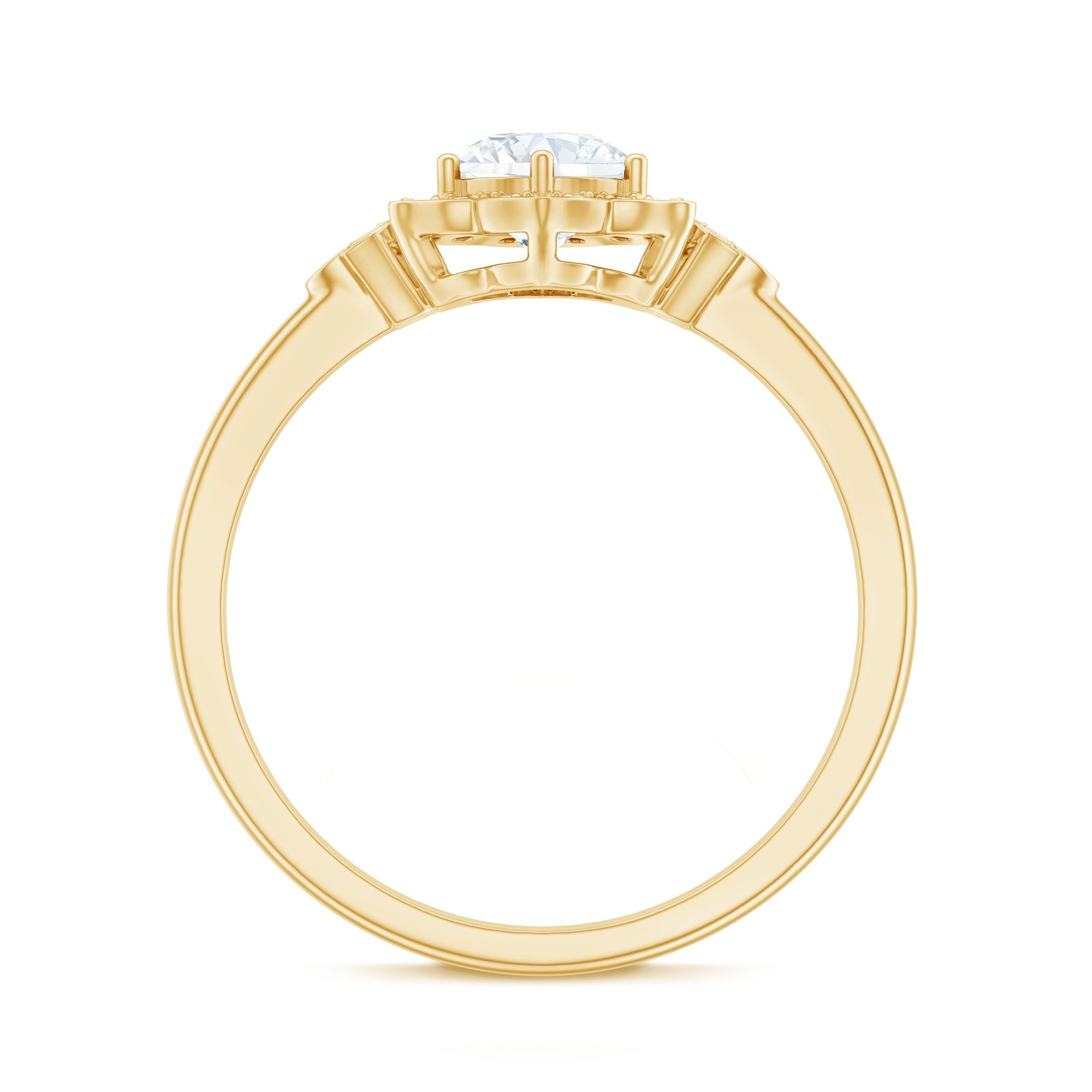 Certified Lab Grown Diamond Art Deco Flower Engagement Ring