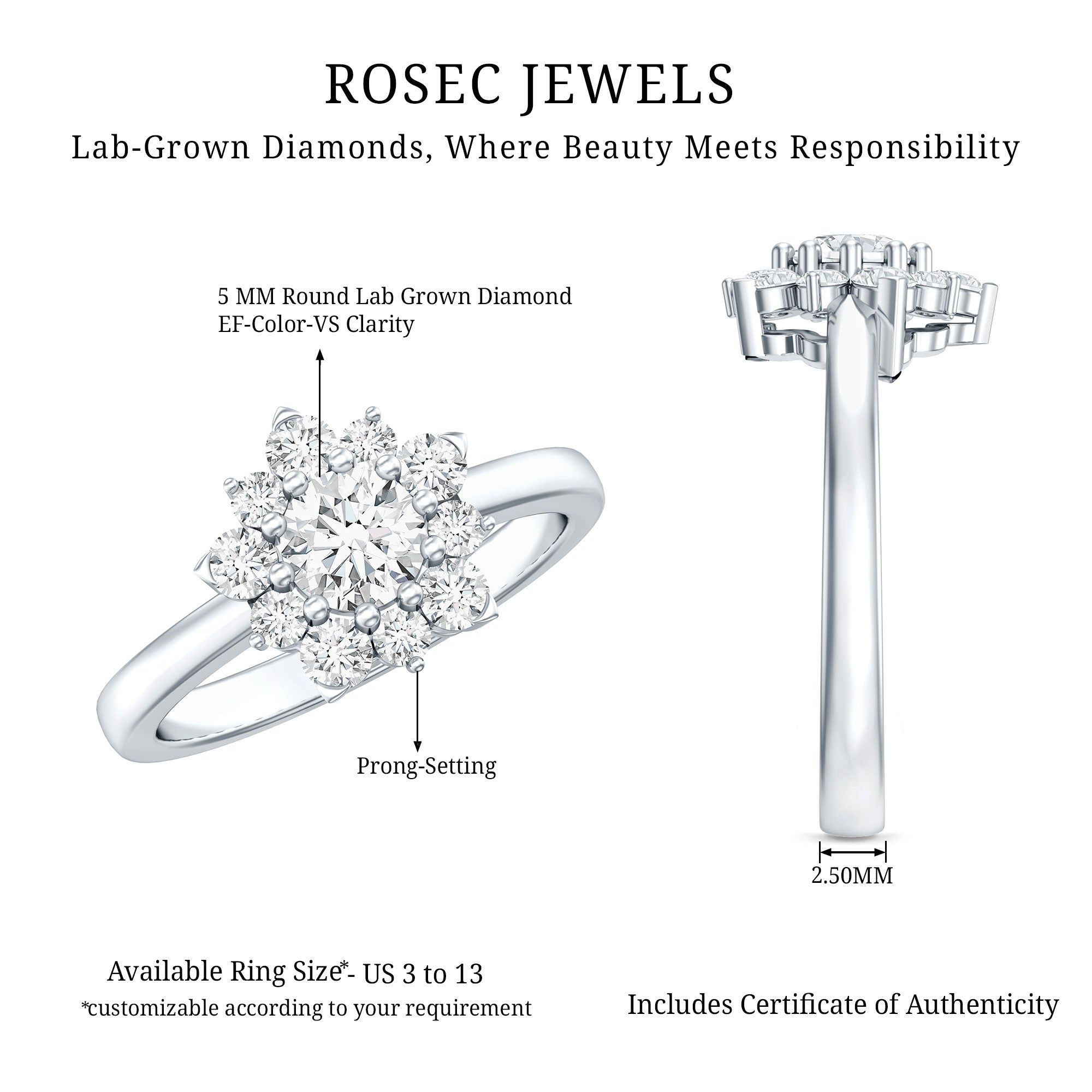 Lab Grown Diamond Nature Engagement Ring