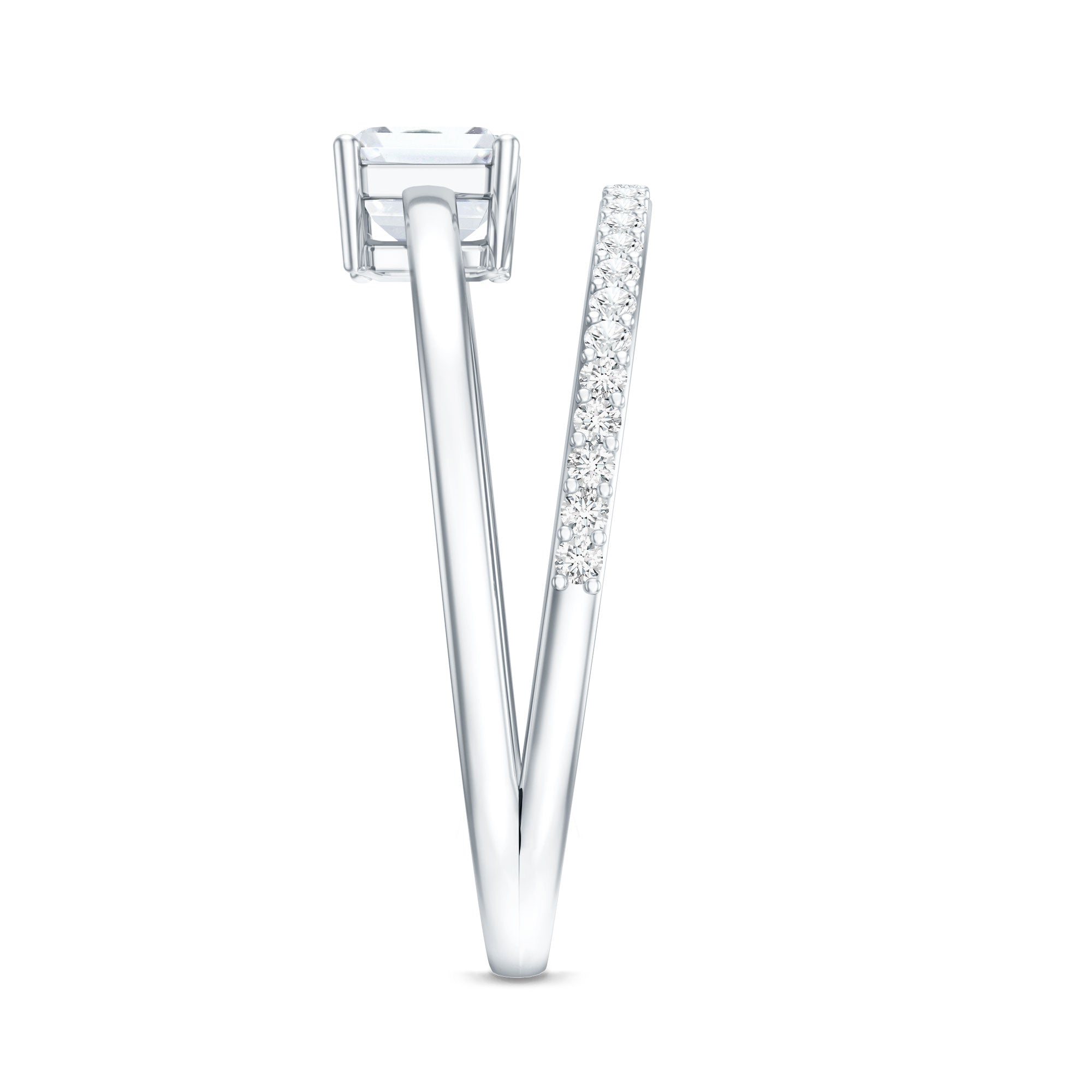 1.8 Carat Emerald Cut Lab Grown Diamond Double Band Engagement Ring