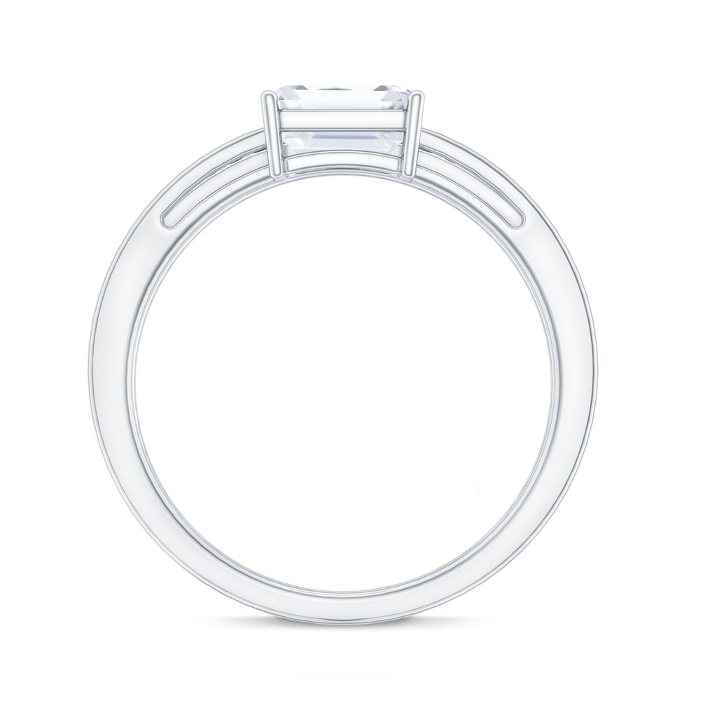 1.8 Carat Emerald Cut Lab Grown Diamond Double Band Engagement Ring