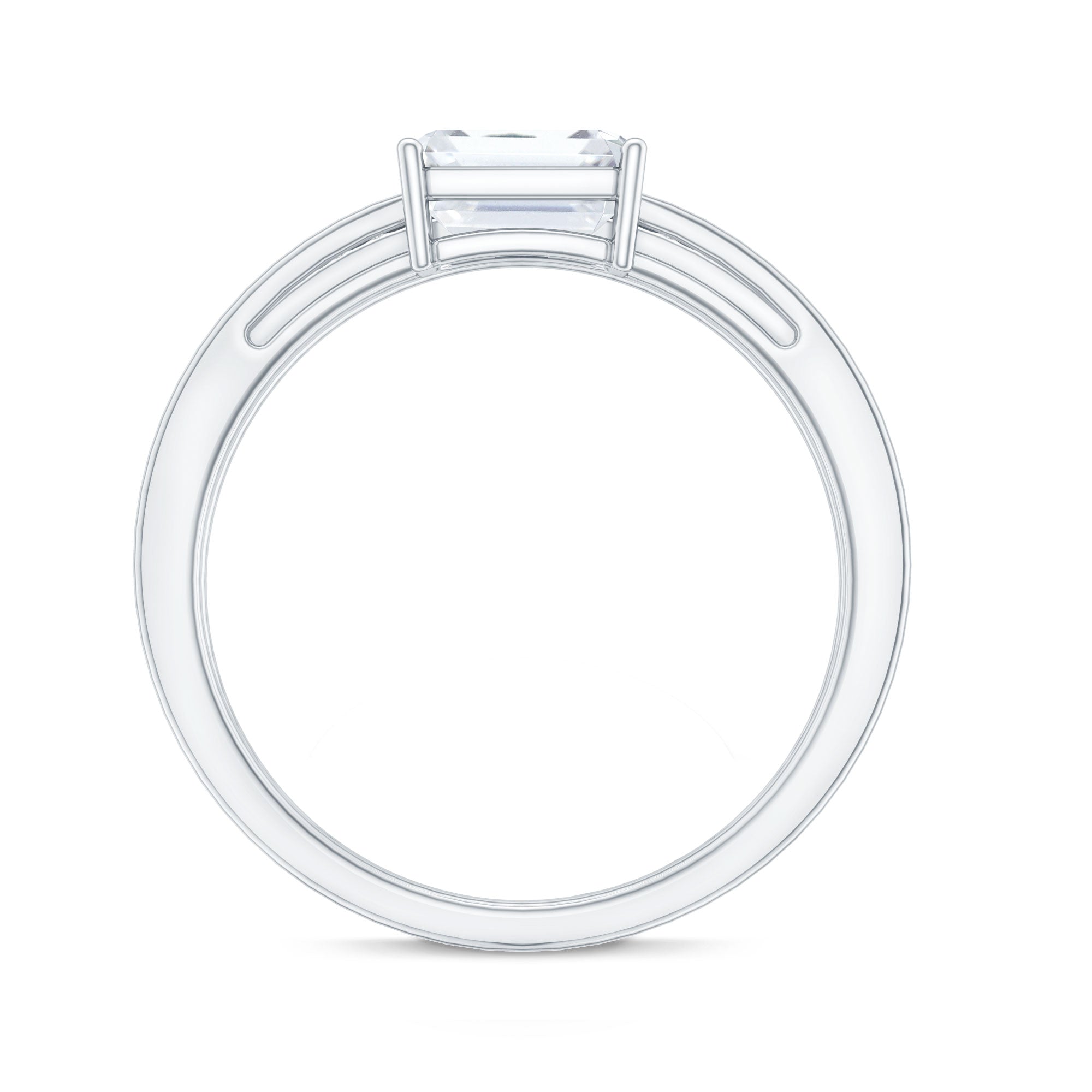 1.8 Carat Emerald Cut Lab Grown Diamond Double Band Engagement Ring