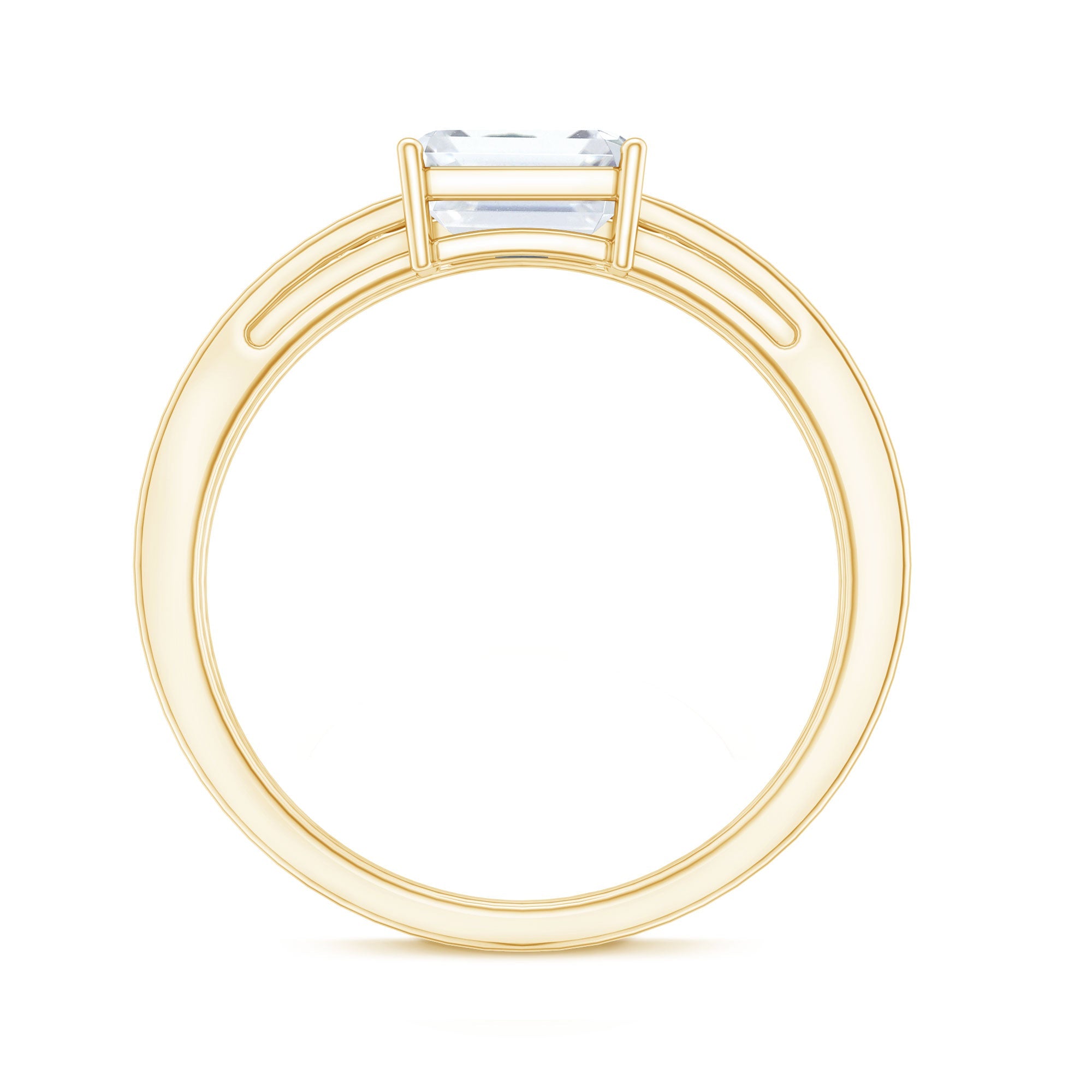 1.8 Carat Emerald Cut Lab Grown Diamond Double Band Engagement Ring