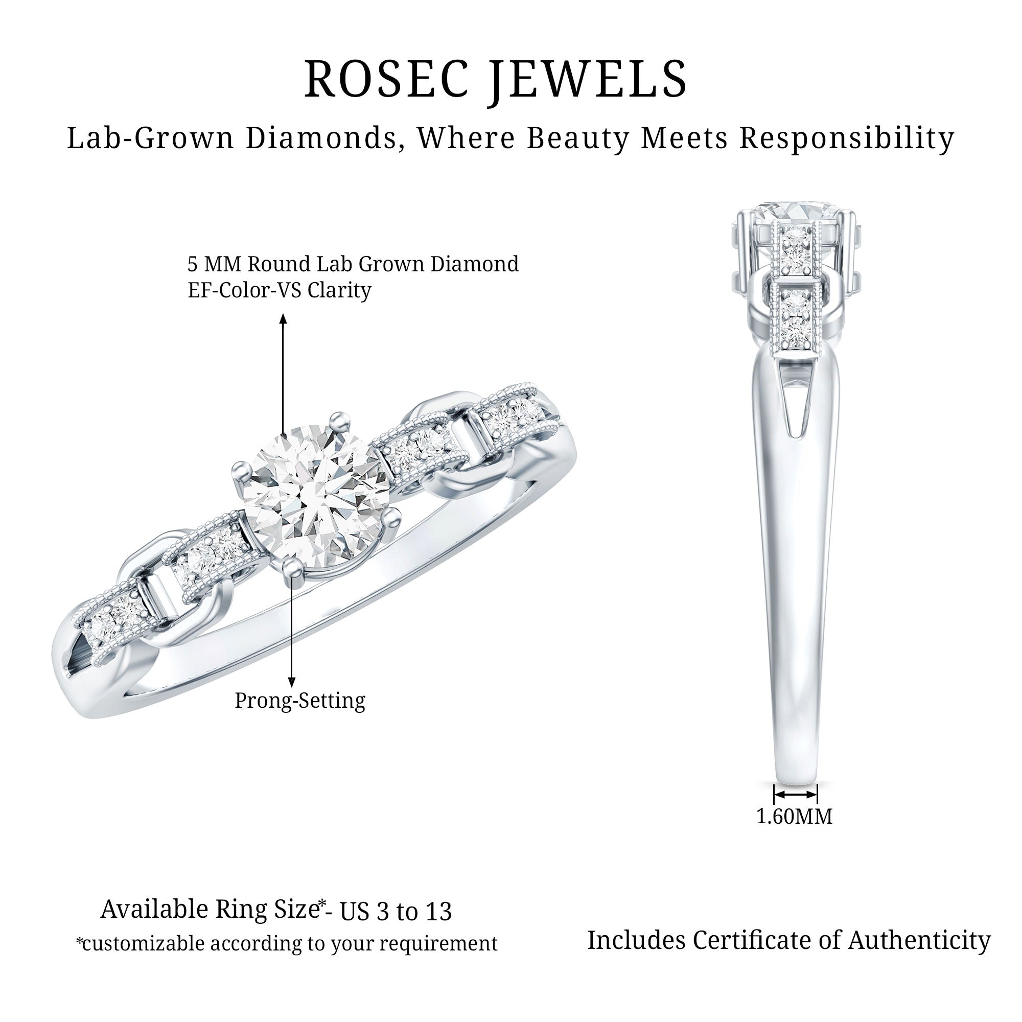 Certified 0.4 Carat Lab Grown Diamond Promise Ring For Her