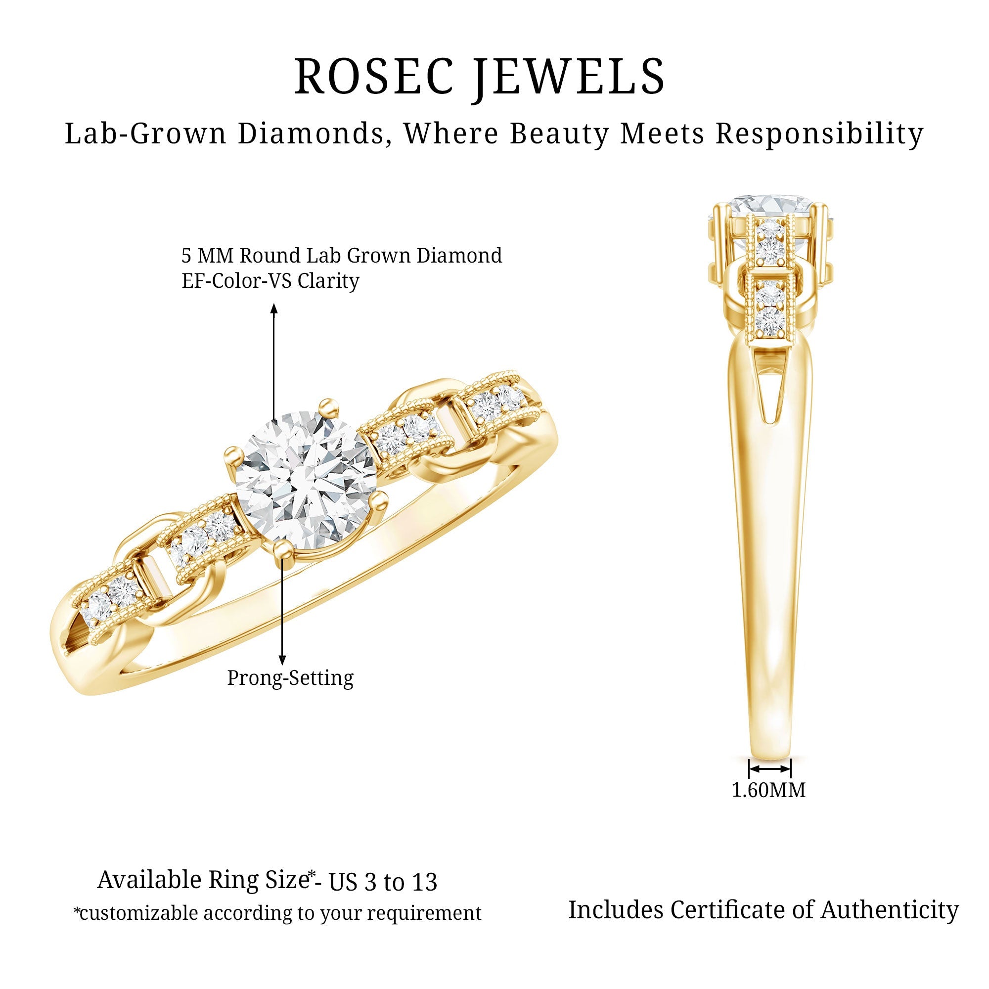 Certified 0.4 Carat Lab Grown Diamond Promise Ring For Her