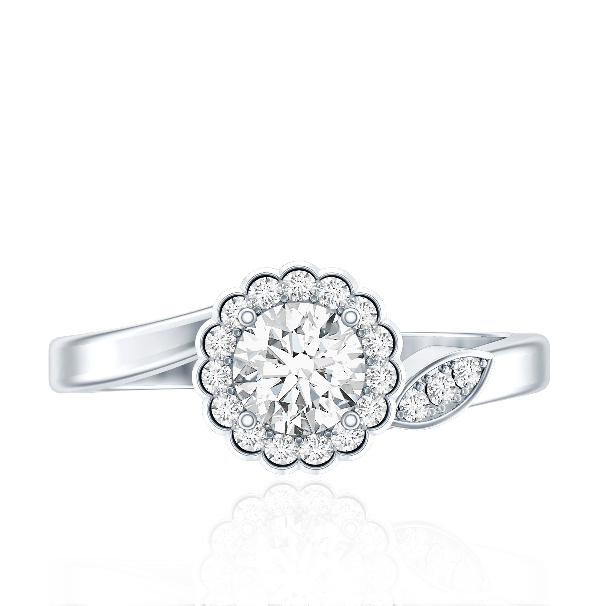 Certified 0.9 Carat Lab Grown Diamond Floral Engagement Ring