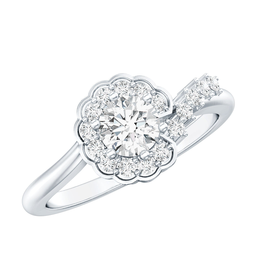 Certified 0.4 Carat Lab Grown Diamond Nature Inspired Engagement Ring