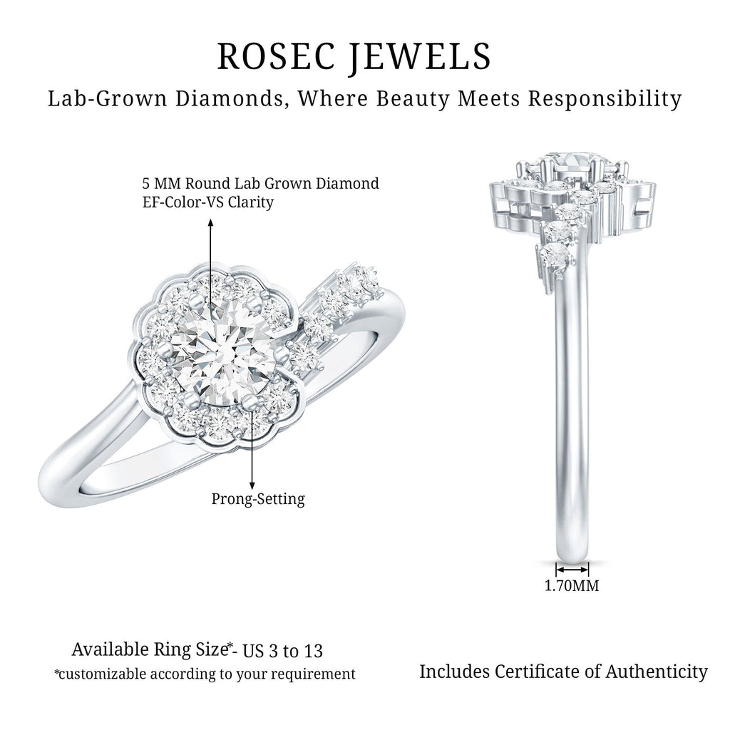 Certified 0.4 Carat Lab Grown Diamond Nature Inspired Engagement Ring