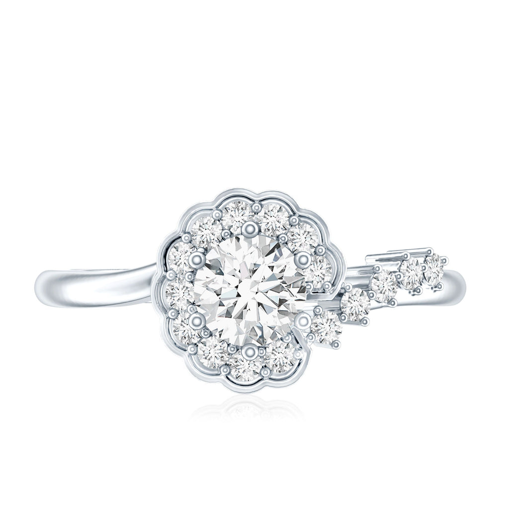 Certified 0.4 Carat Lab Grown Diamond Nature Inspired Engagement Ring