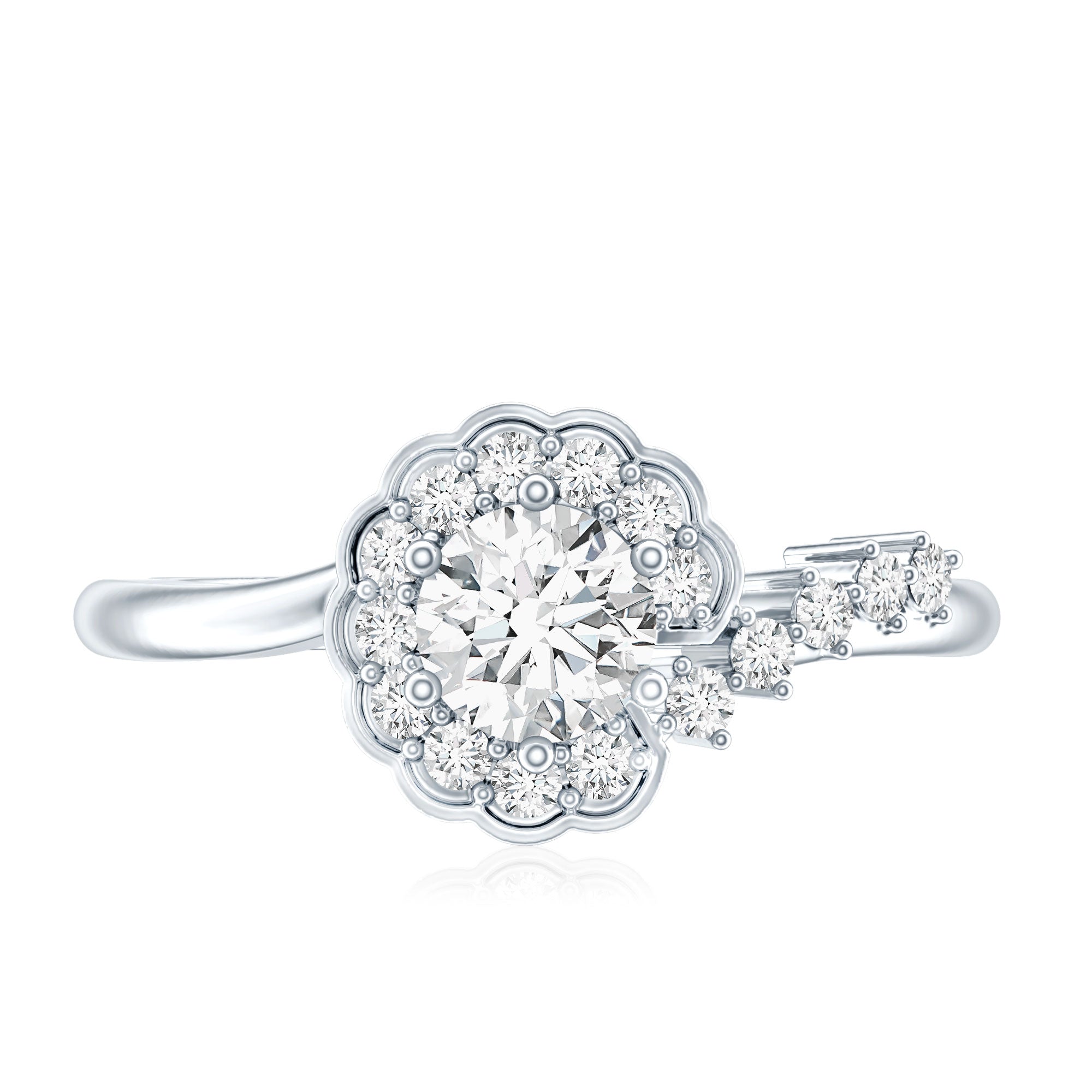 Certified 0.4 Carat Lab Grown Diamond Nature Inspired Engagement Ring