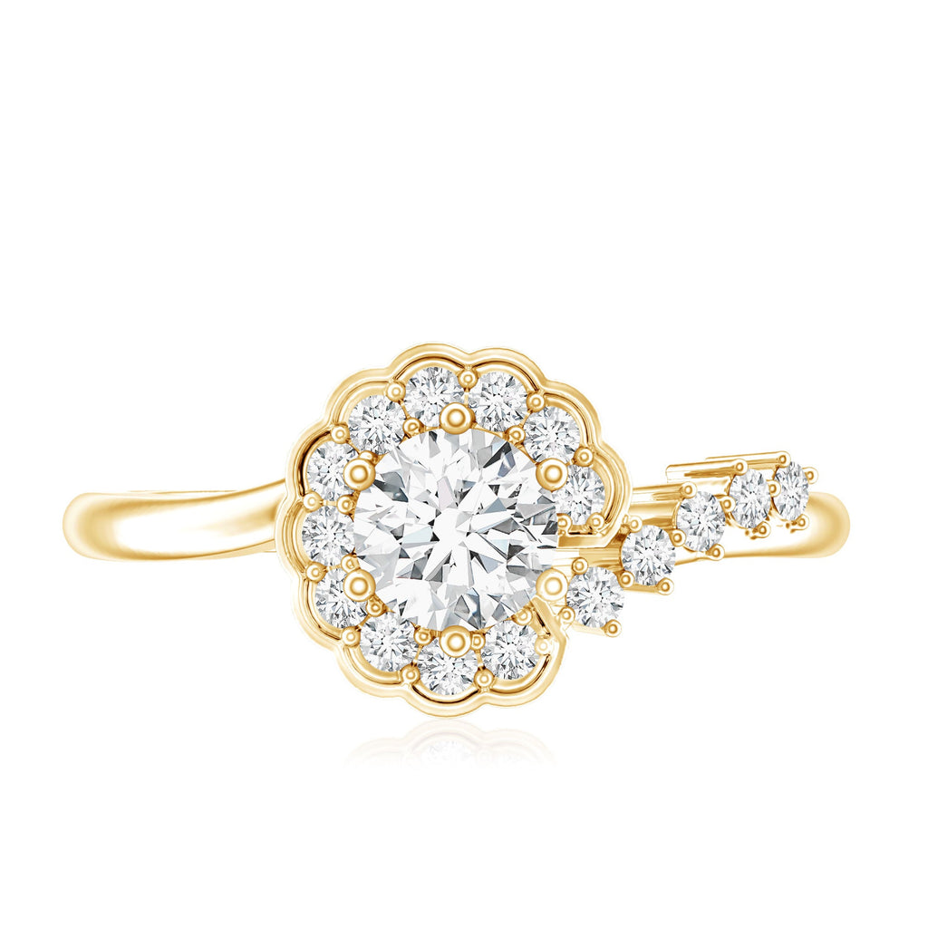 Certified 0.4 Carat Lab Grown Diamond Nature Inspired Engagement Ring