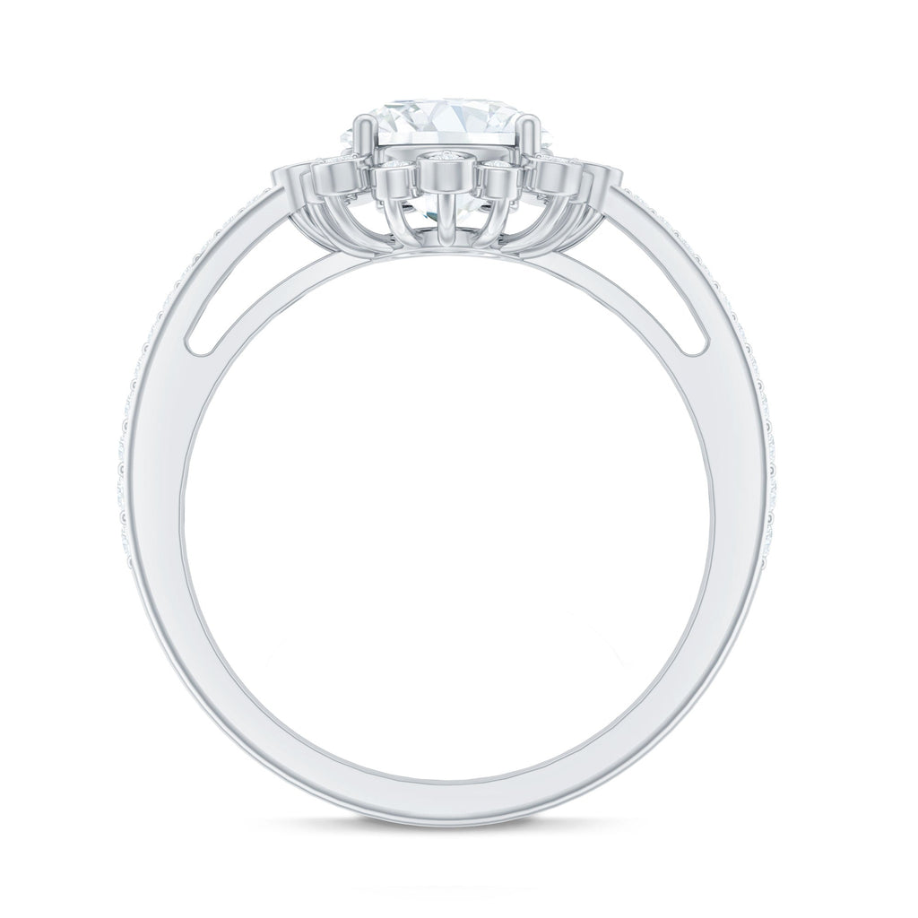 2 Carat Lab Grown Diamond Circle Engagement Ring With Side Stones