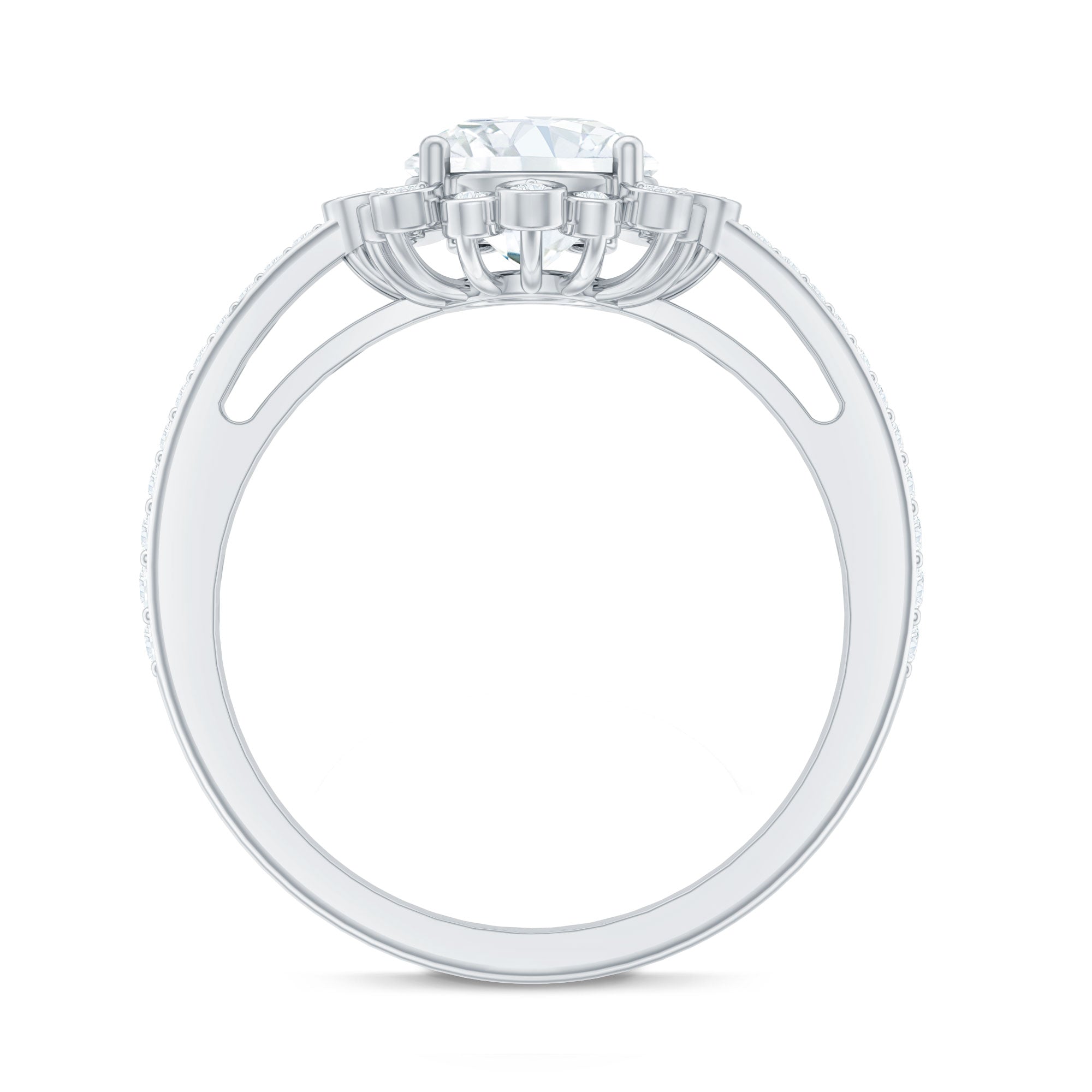 2 Carat Lab Grown Diamond Circle Engagement Ring With Side Stones