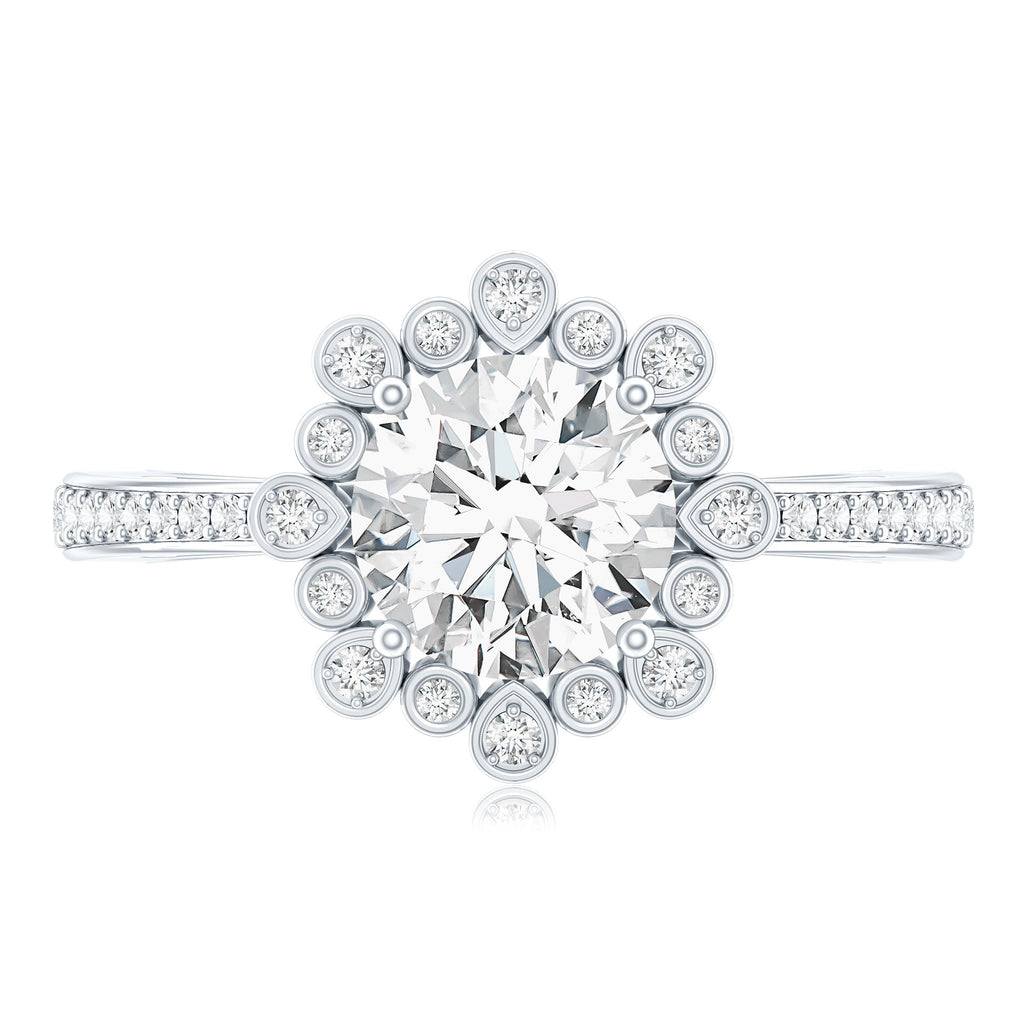 2 Carat Lab Grown Diamond Circle Engagement Ring With Side Stones