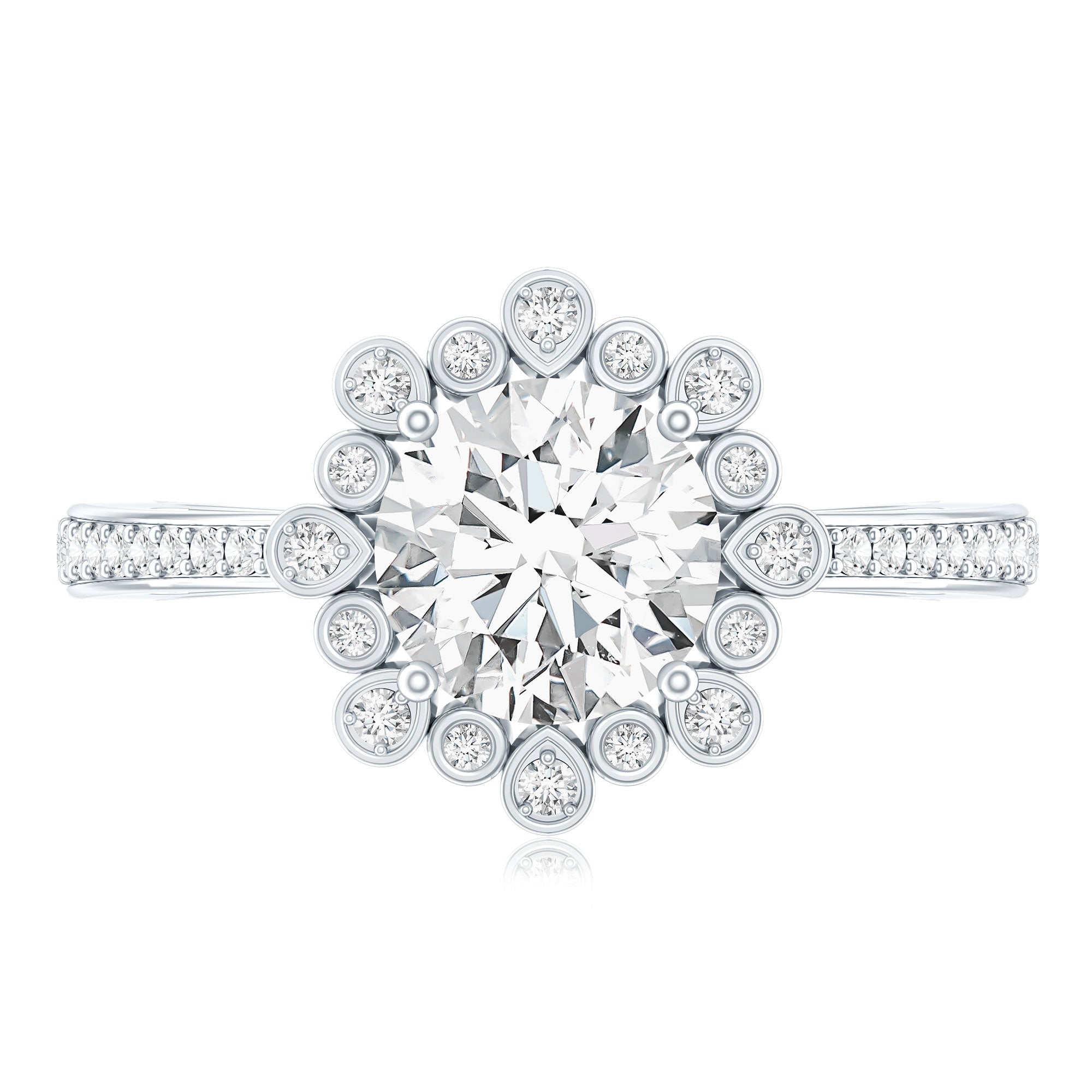 2 Carat Lab Grown Diamond Circle Engagement Ring With Side Stones