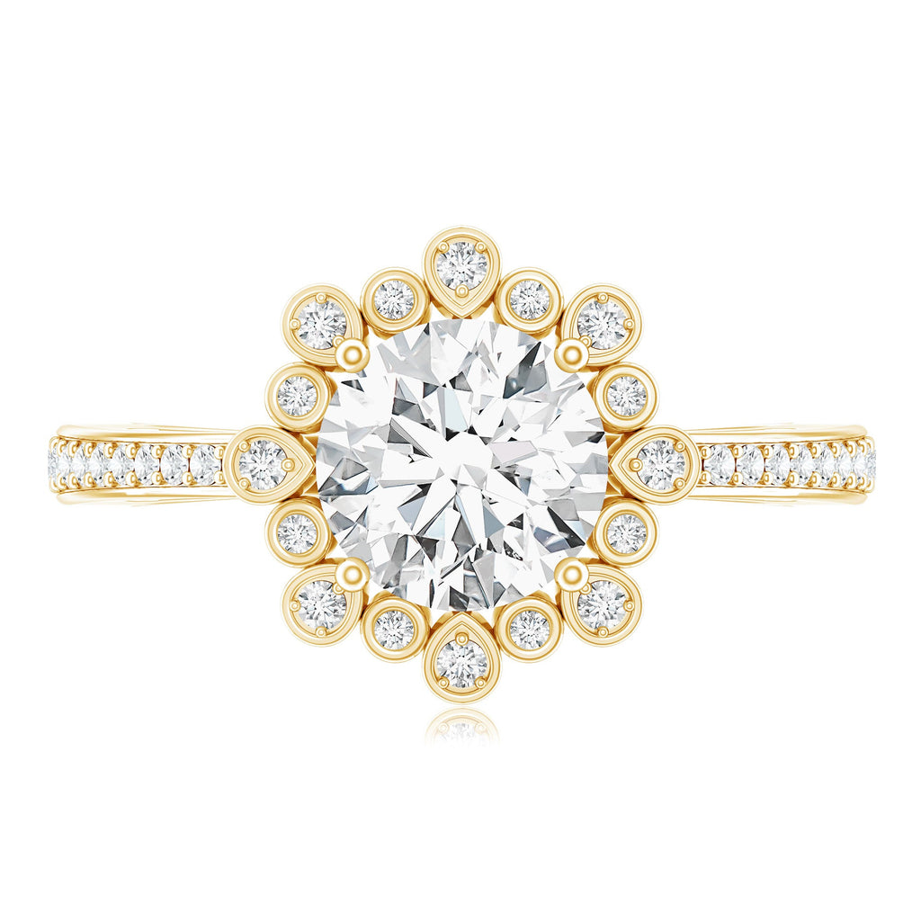 2 Carat Lab Grown Diamond Circle Engagement Ring With Side Stones