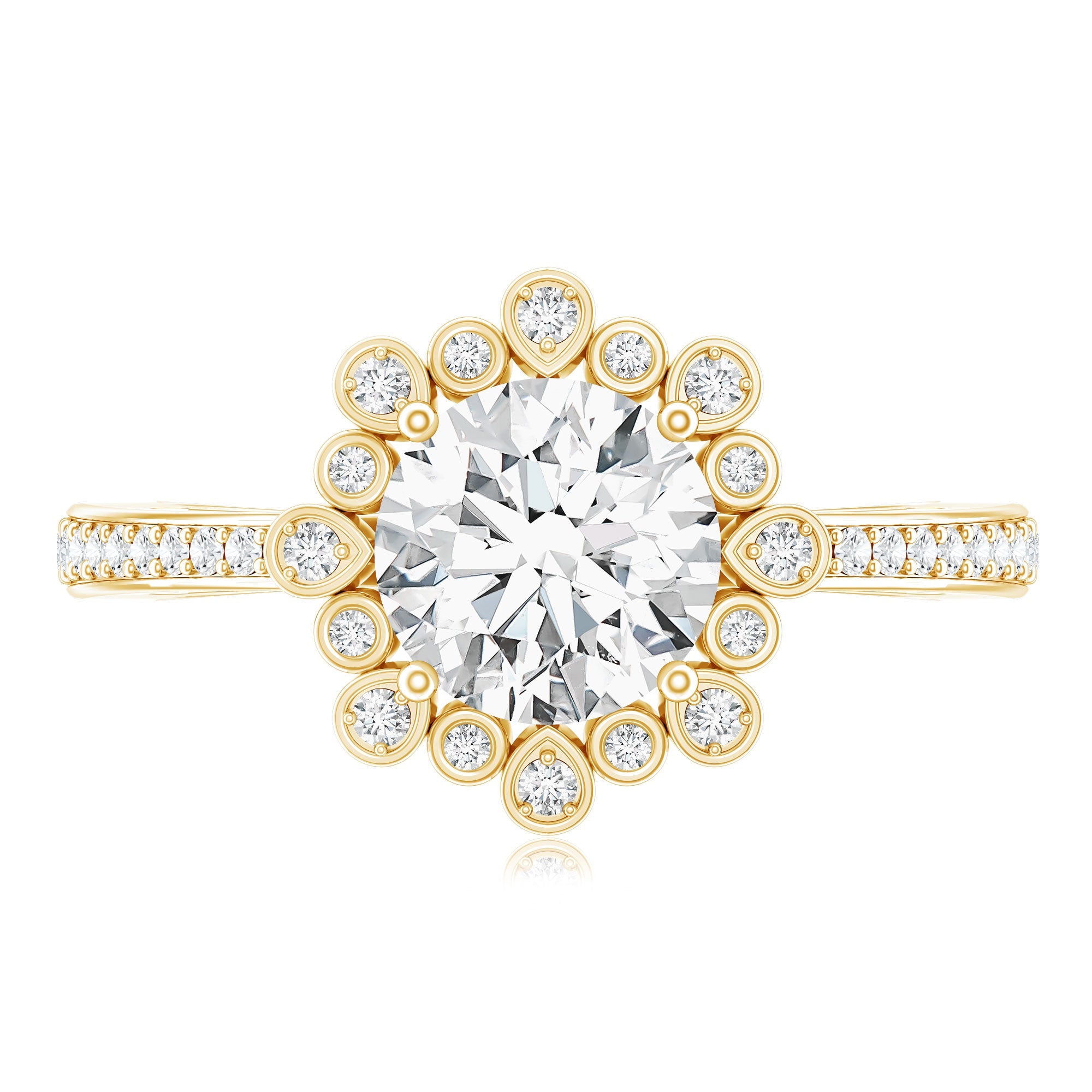 2 Carat Lab Grown Diamond Circle Engagement Ring With Side Stones