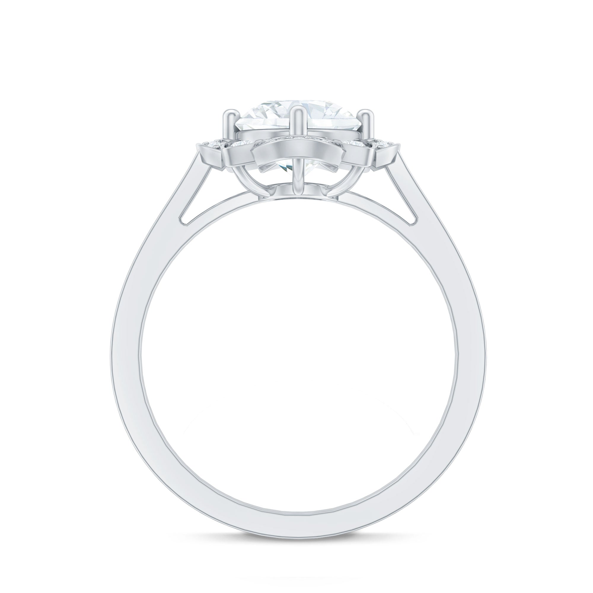 2 Carat Lab Grown Diamond Vintage Engagement Ring With Diamond Studded Shank