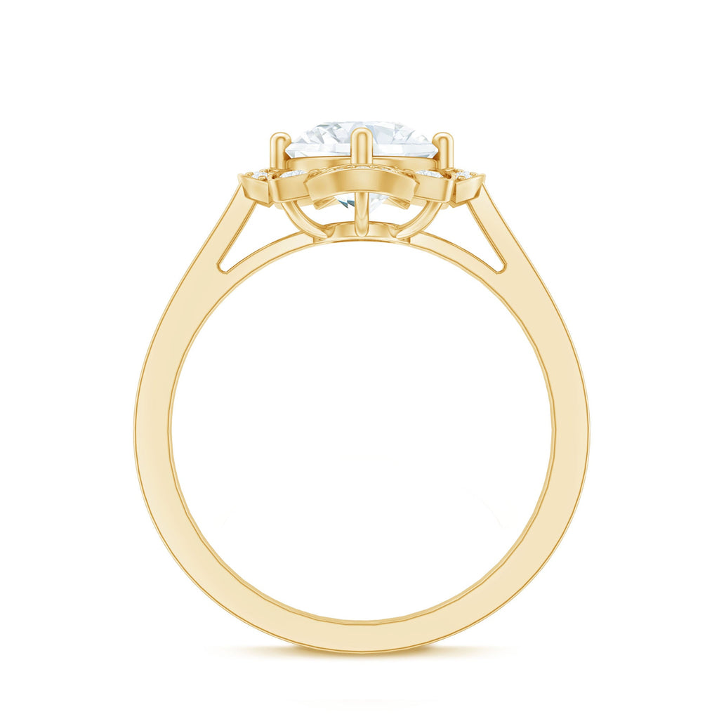 2 Carat Lab Grown Diamond Vintage Engagement Ring With Diamond Studded Shank