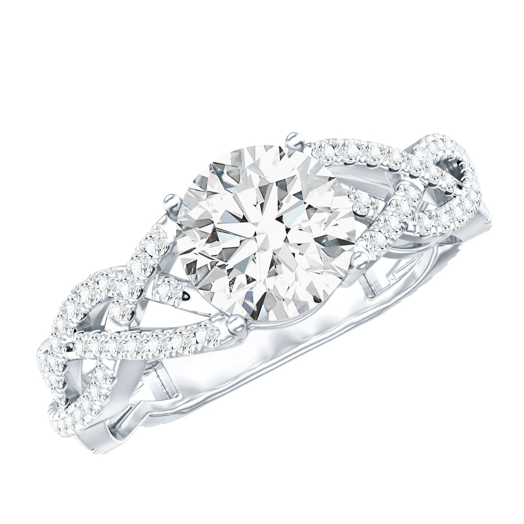 Lab Grown Diamond 2 Carat Round Engagement Ring With Infinity Twist