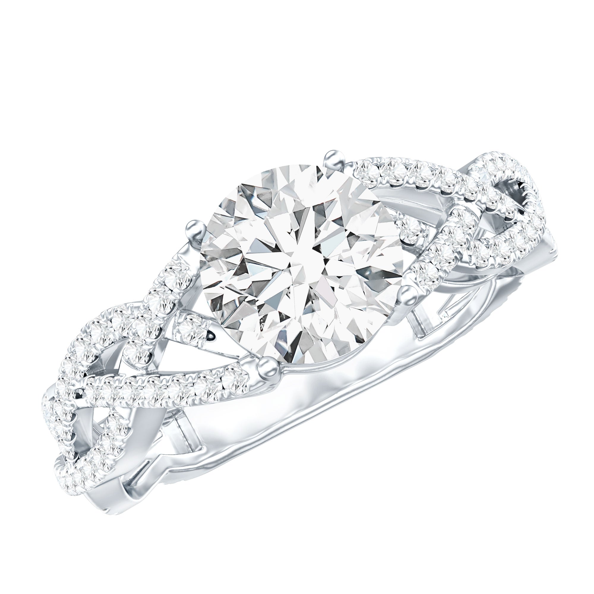 Lab Grown Diamond 2 Carat Round Engagement Ring With Infinity Twist