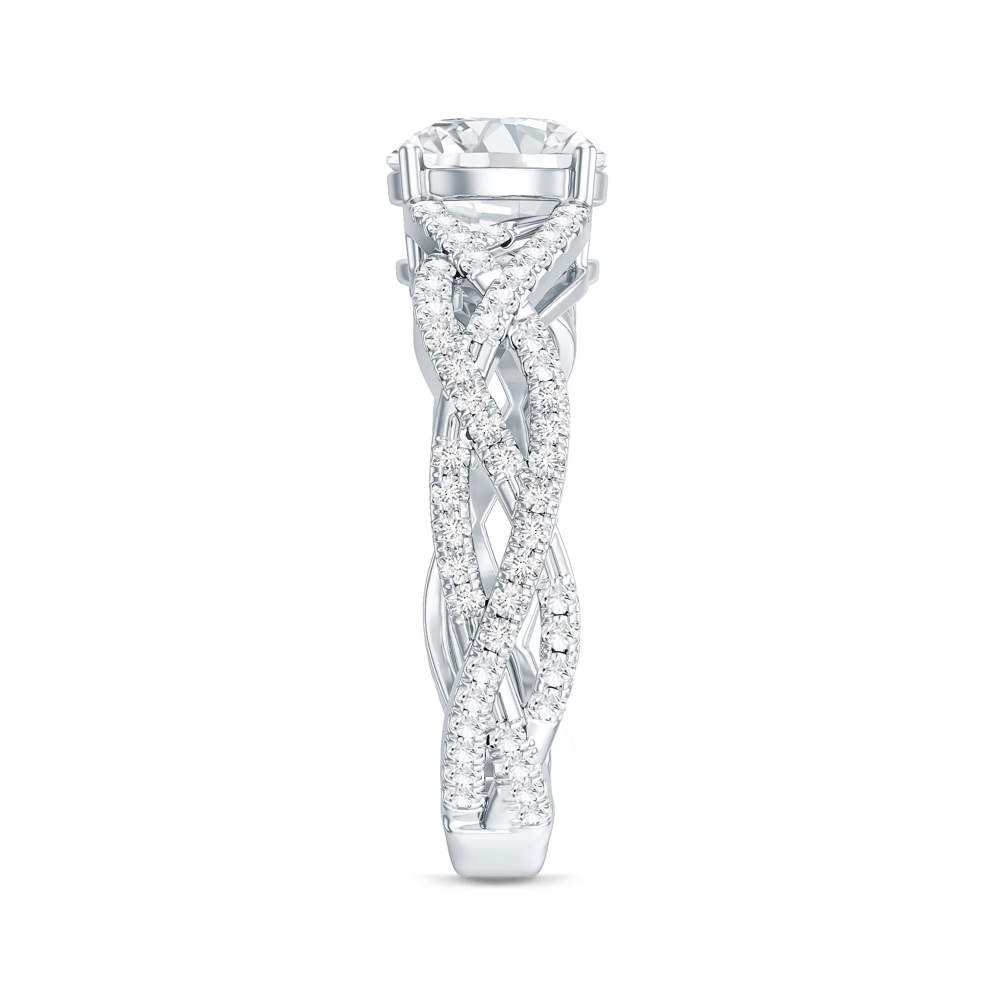 Lab Grown Diamond 2 Carat Round Engagement Ring With Infinity Twist
